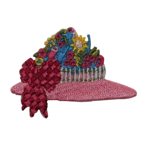 ID 7613 Pink Flower Sun Hat Patch Woman Fashion Cap Embroidered Iron On Applique