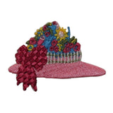 ID 7613 Pink Flower Sun Hat Patch Woman Fashion Cap Embroidered Iron On Applique