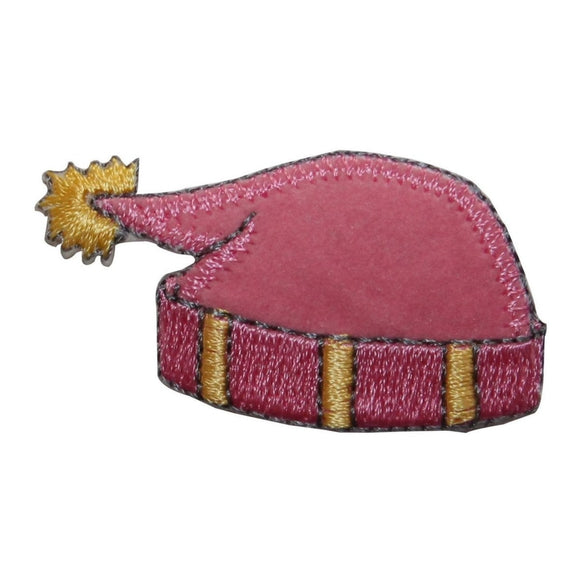 ID 7707 Pink Felt Winter Hat Patch Snow Cap Fashion Embroidered Iron On Applique