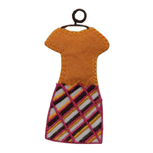 ID 7720 Striped Dress On Hanger Patch Felt Fashion Embroidered Iron On Applique