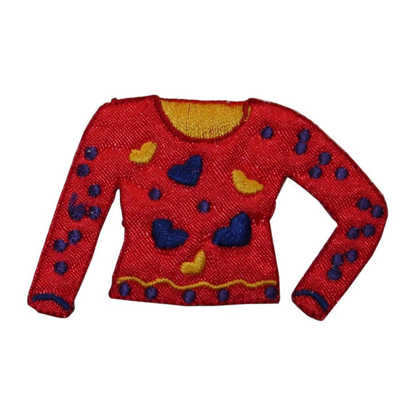 ID 7721 Heart Sweater Patch Long Clothes Fashion Embroidered Iron On Applique