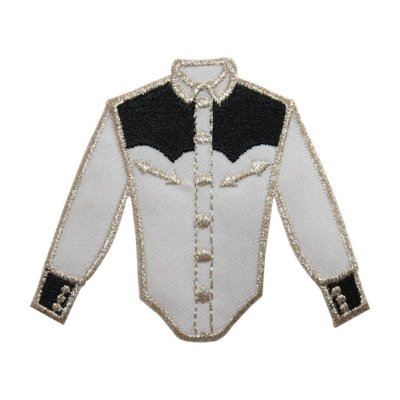 ID 7735 Western Button Shirt Patch Cowboy Fashion Embroidered Iron On Applique