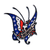 Mickey Martin Momma Butterfly Skull Patch USA Flag Embroidered Iron On Applique
