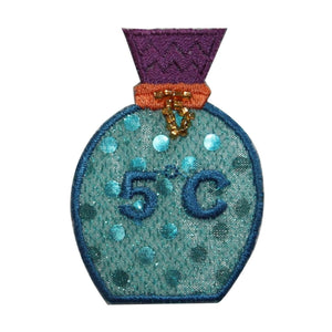 ID 7631 5 Degree C Blue Perfume Bottle Patch Fashion Embroidered IronOn Applique