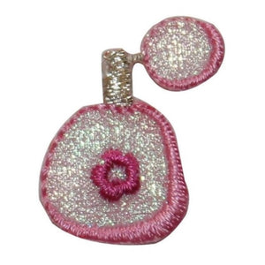 ID 7639 (lot of 3) Pink Shiny Perfume Spray Bottle Embroidered Iron On Applique (tiny)