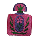 ID 7643 Pink Perfume Flower Bottle Patch Fashion Embroidered Iron On Applique