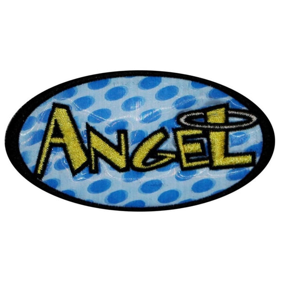 Angel Holographic With Halo Patch Girls Name Tag Embroidered Iron On Applique