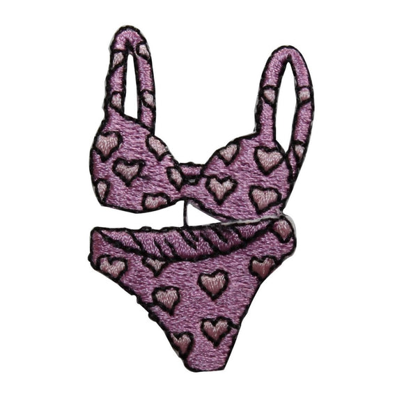 ID 7745 Purple Heart Bikini Patch Swim Suit Fashion Embroidered Iron On Applique