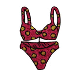 ID 7750 Pink Polka Dot Bikini Patch Swim Suit Beach Embroidered Iron On Applique