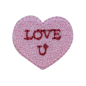 ID 3298C Love U Valentine Candy Patch Love Sweet Embroidered Iron On Applique