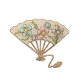 ID 3376C Floral Folding Fan Patch Fancy Dance Wind Embroidered Iron On Applique