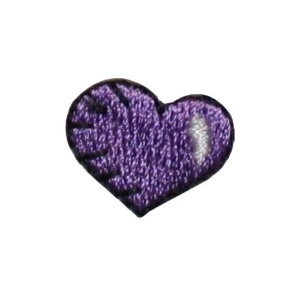 ID 3389 Lot of 3 Tiny Purple Hearts Patch Valentine Embroidered Iron On Applique