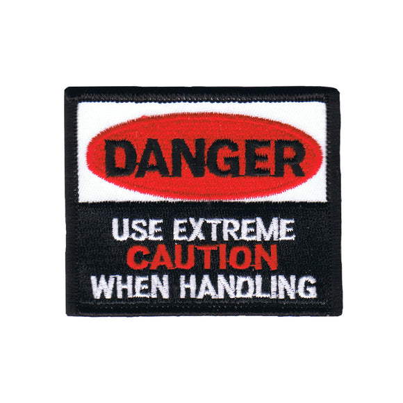 Danger Use Extreme Caution Patch Warning Sign Badge Embroidered Iron On Applique
