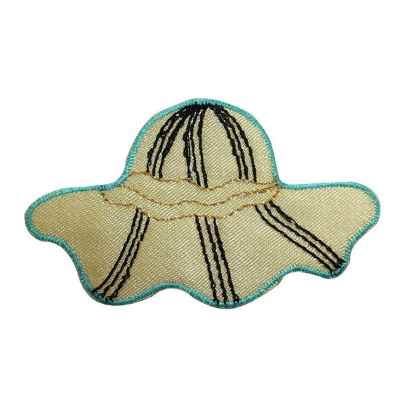 ID 7689 Straw Sun Hat Patch Summer Beach Shade Cap Embroidered Iron On Applique