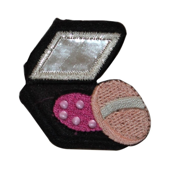 ID 7765 Black Compact Make Up Patch Mirror Fashion Embroidered Iron On Applique