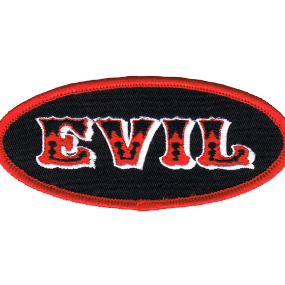 Red Evil Name Tag Patch Devil Satan Bad Badge Sign Embroidered Iron On Applique