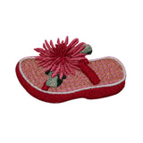 ID 7824 Pink Flower Flip Flop Patch Sandal Fashion Embroidered Iron On Applique