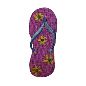 ID 7831 Flower Flip Flop Patch Thong Beach Fashion Embroidered Iron On Applique