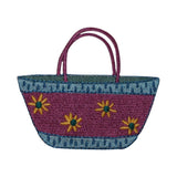 ID 7846 Wicker Flower Beach Bag Patch Purse Fashion Embroidered Iron On Applique
