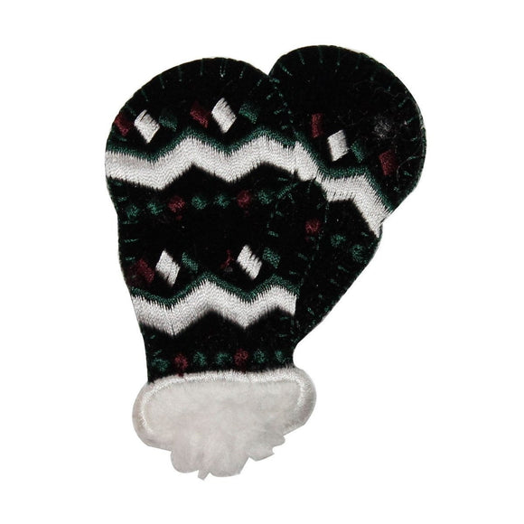 ID 7902 Fuzzy Winter Mittens Patch Snow Glove Cold Embroidered Iron On Applique