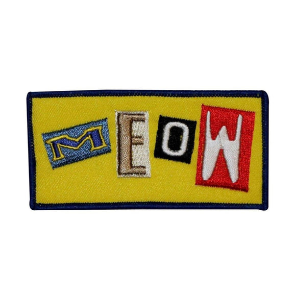 Meow Cat Name Tag Patch Kitty Kitten Badge Symbol Embroidered Iron On Applique