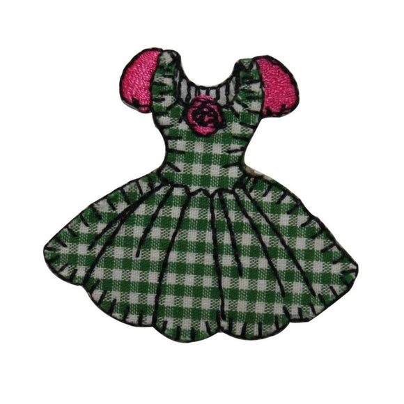 ID 7877 Checkered Dress Patch Spring Craft Fashion Embroidered Iron On Applique