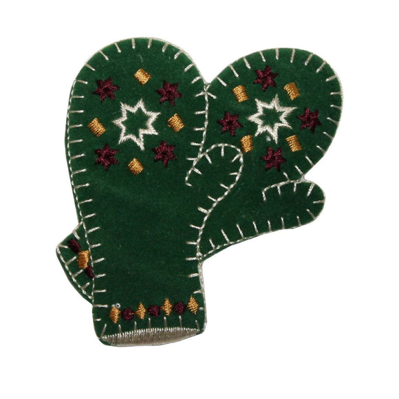 ID 7878 Felt Winter Mittens Patch Gloves Holiday Embroidered Iron On Applique