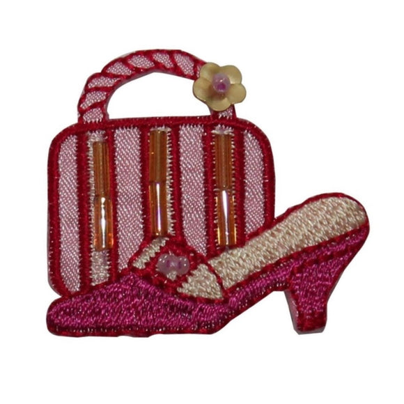 ID 7927 Beaded Purse and Shoe Patch Fashion Bag Embroidered Iron On Applique
