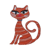 ID 3001 Happy Cat Patch Feline Kitten Kitty Fancy Embroidered Iron On Applique