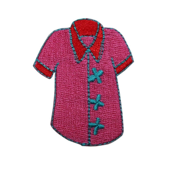 ID 7888 Pink Tropical Polo Patch Beach Shirt Collar Embroidered Iron On Applique