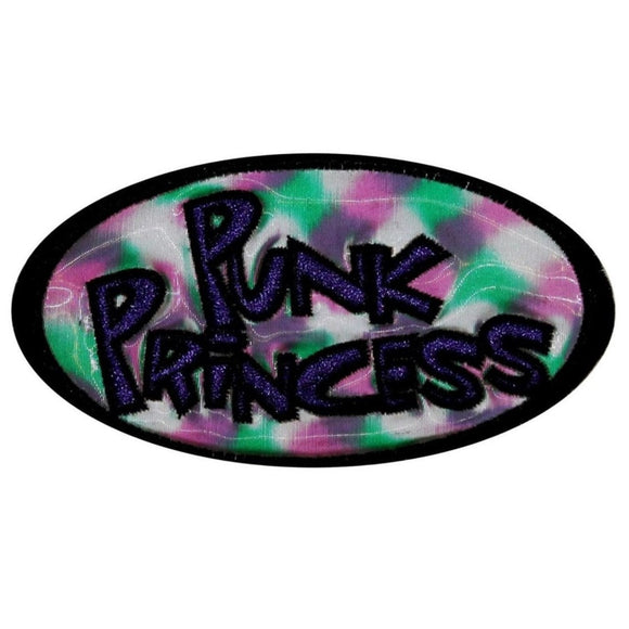 Punk Princess Shiny Holographic Patch Name Tag Sign Embroidered Iron On Applique