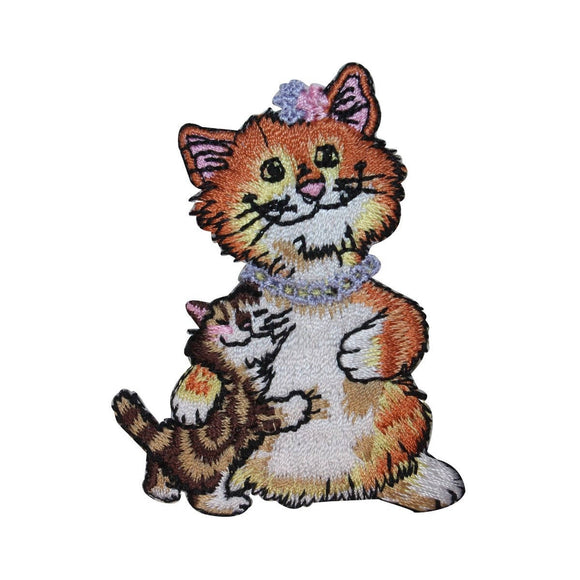 ID 3006 Mama Cat With Kitten Patch Kitty Cute Pet Embroidered Iron On Applique