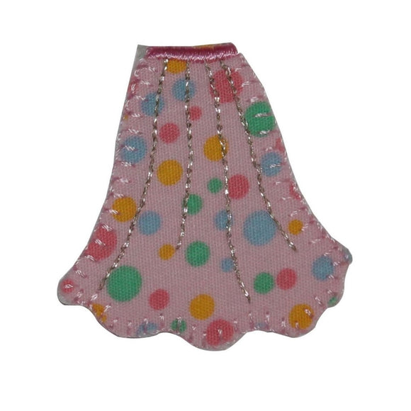 ID 7944 Polka Dot Skirt Patch Dress Sock Hop Fashion Embroidered IronOn Applique