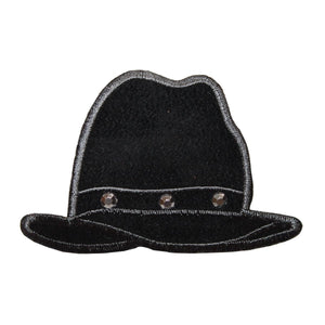 ID 7972 Black Jeweled Cowboy Hat Patch Western Cap Embroidered Iron On Applique