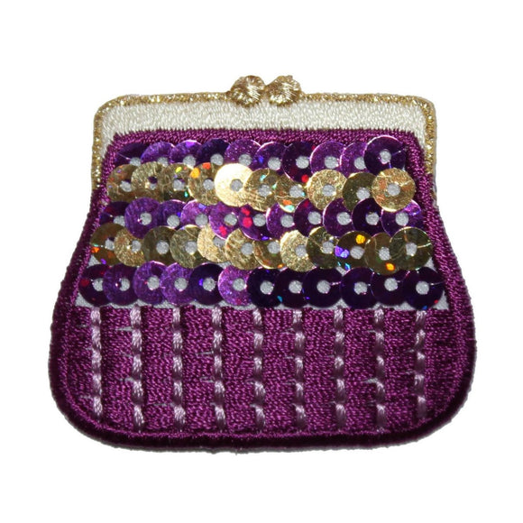ID 8339 Sequin Pocket Purse Patch Coin Bag Fashion Embroidered Iron On Applique