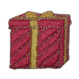 ID 8342 Gold Ribbon Present Patch Gift Box Holiday Embroidered Iron On Applique