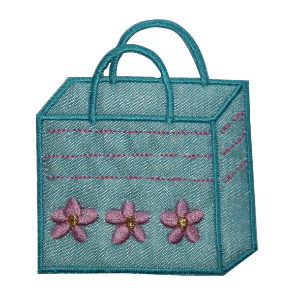 ID 8402 Flower Shopping Bag Patch beach Tote Fashion Embroidered IronOn Applique