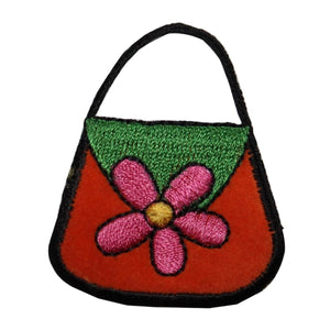 ID 8349 Felt Flower Purse Patch Hand Bag Fashion Embroidered Iron On Applique