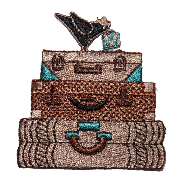 ID 8358 Stack of Suit Cases Patch Luggage Fashion Embroidered Iron On Applique
