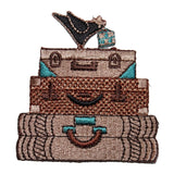 ID 8358 Stack of Suit Cases Patch Luggage Fashion Embroidered Iron On Applique