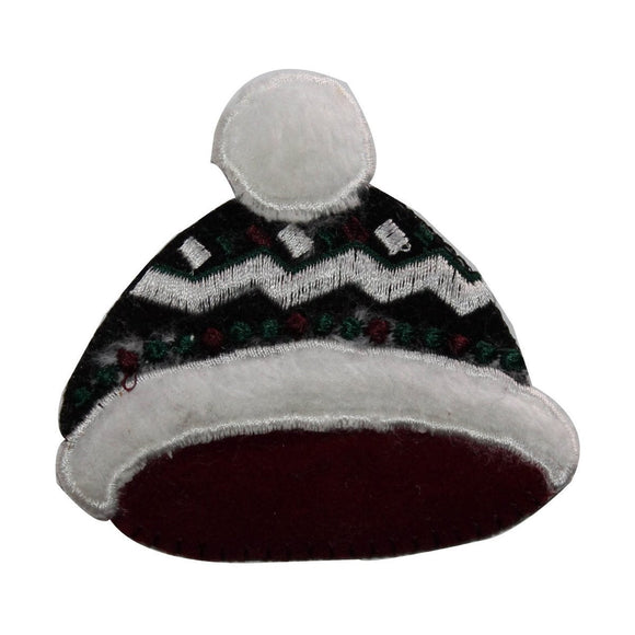 ID 8420 Fuzzy Winter Hat Patch Christmas Cap Fashion Embroidered IronOn Applique