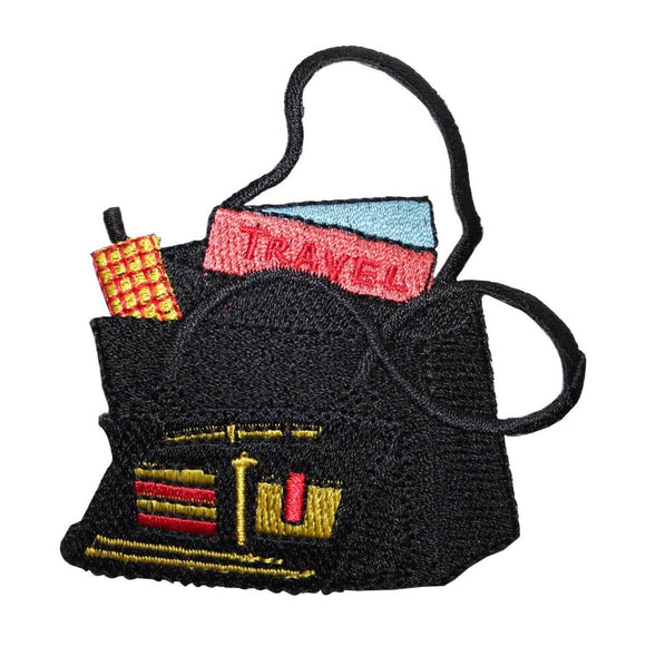 ID 8362 Black Travel Tote Bag Patch Purse Fashion Embroidered Iron On Applique
