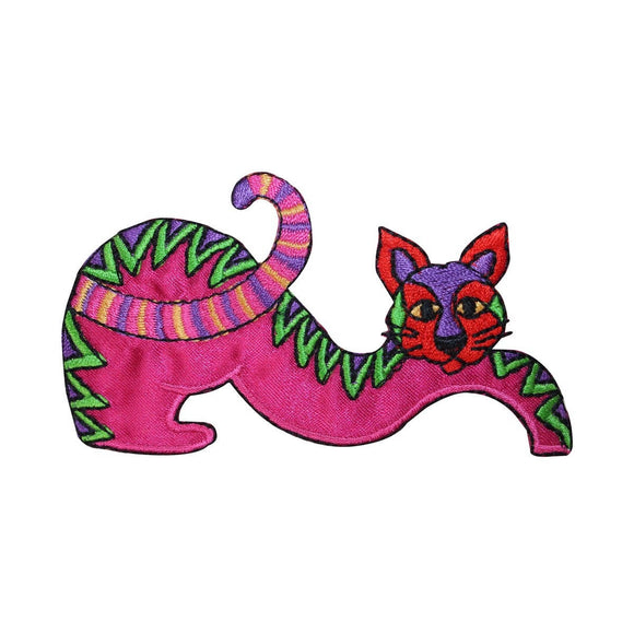 ID 2924 Abstract Cat Emblem Patch Kitty Kitten Embroidered Iron On Applique