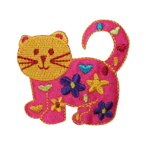 ID 2929 Happy Cat Emblem Patch Kitten Symbol Craft Embroidered Iron On Applique