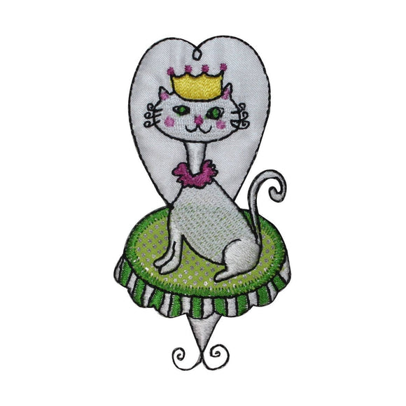 ID 3009 Princess Cat On Chair Patch Kitten Kitty Embroidered Iron On Applique