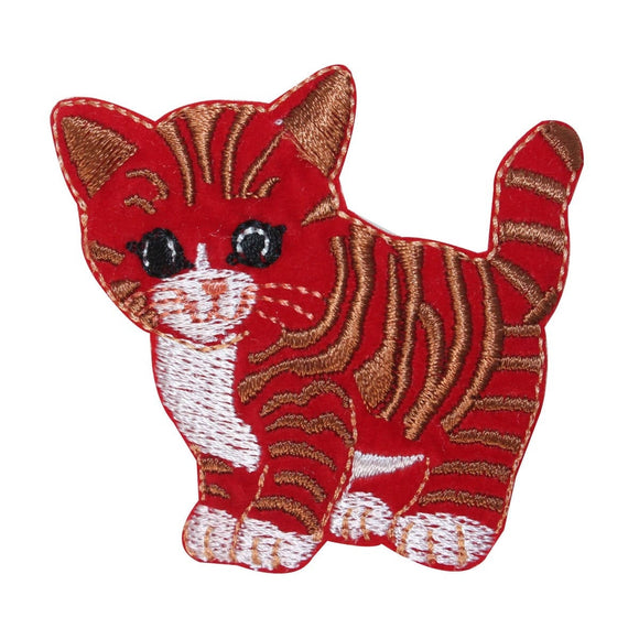 ID 2939 Cute Striped Kitten Patch Kitty Cat Pet Embroidered Iron On Applique