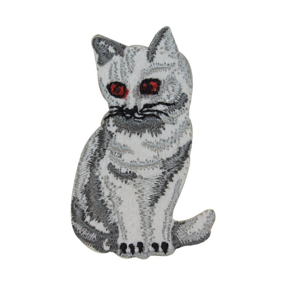 ID 3025 Red Eye Cat Patch Kitten Kitty Spooky Pet Embroidered Iron On Applique