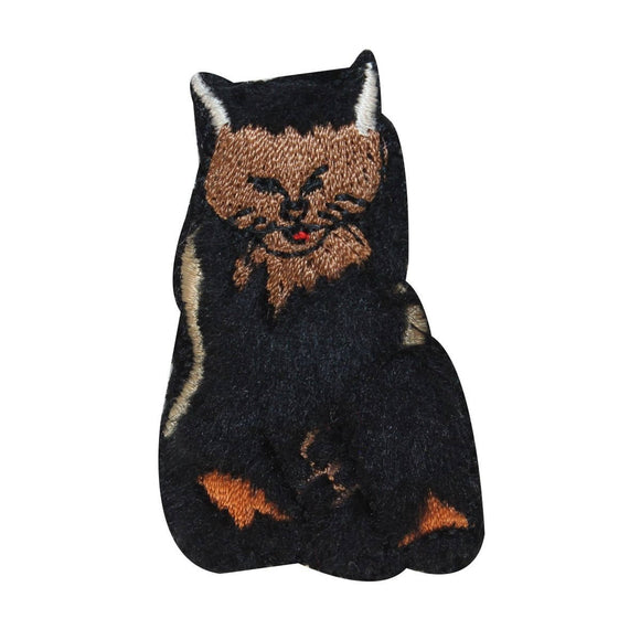 ID 3029 Fluffy Cat Patch Fuzzy Black Kitten Kitty Embroidered Iron On Applique