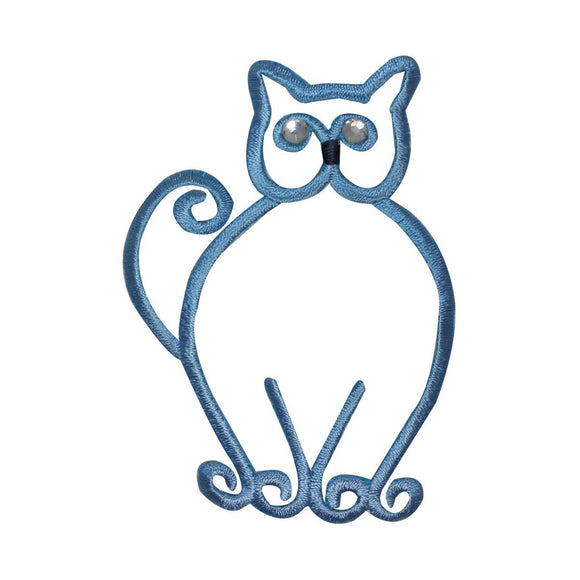 ID 2945 Cat Outline Patch Kitten Pet Symbol Craft Embroidered Iron On Applique
