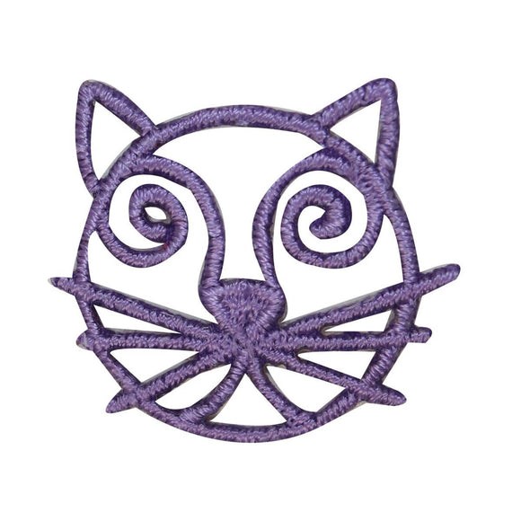 ID 3036C Cat Face Emblem Patch Kitten Symbol Craft Embroidered Iron On Applique